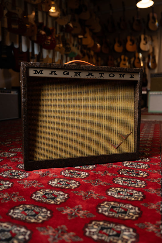 Magnatone Panoramic Stereo 12w + 12w 2x10" Tube Guitar Amp Combo - Malibu Music Exclusive Brown Western Tolex w/ Gold Grille