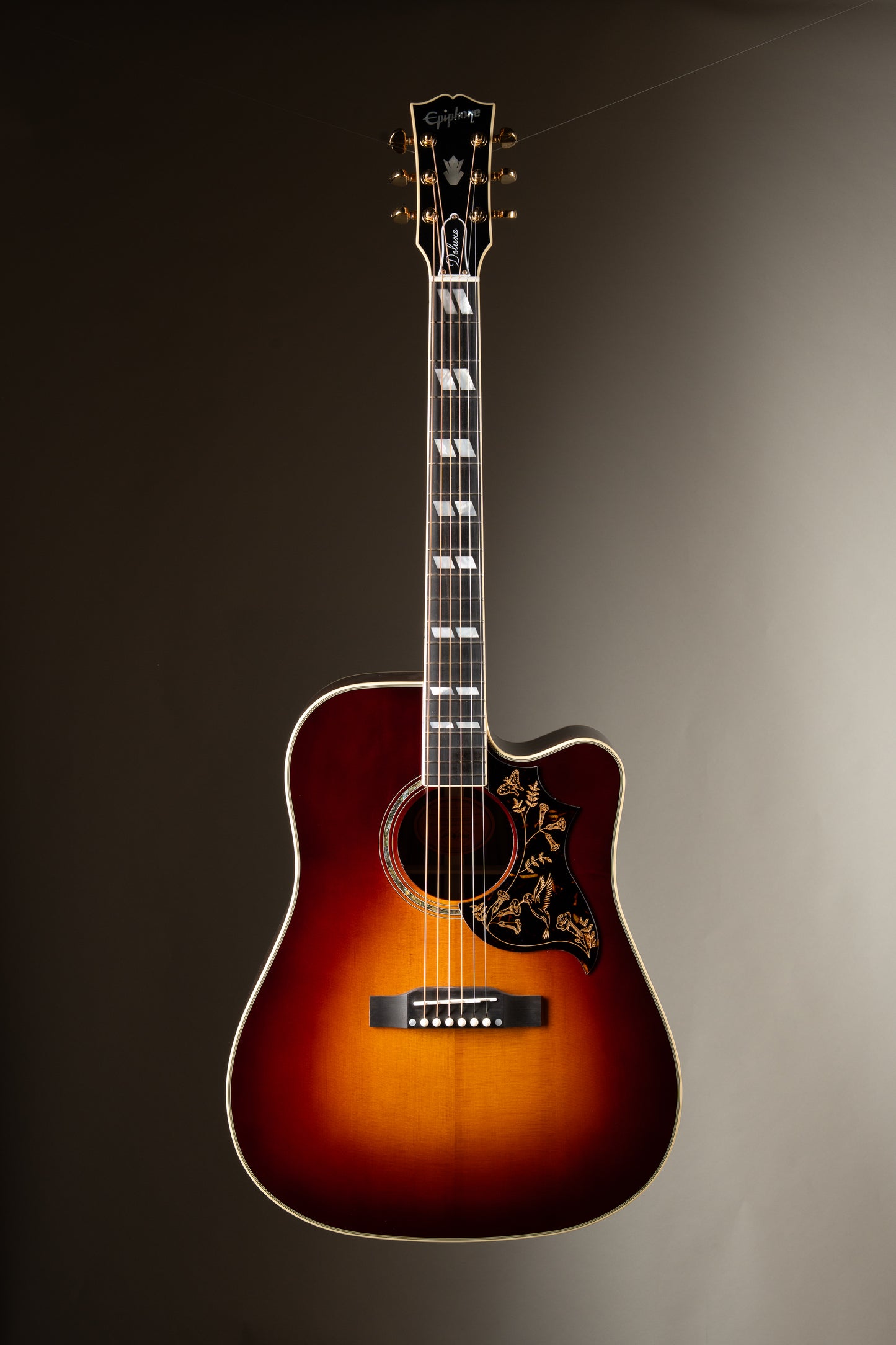Epiphone "Inspired By Gibson Custom Shop" Hummingbird Deluxe EC Acoustic Electric Guitar - Autumn Burst w/ OHSC