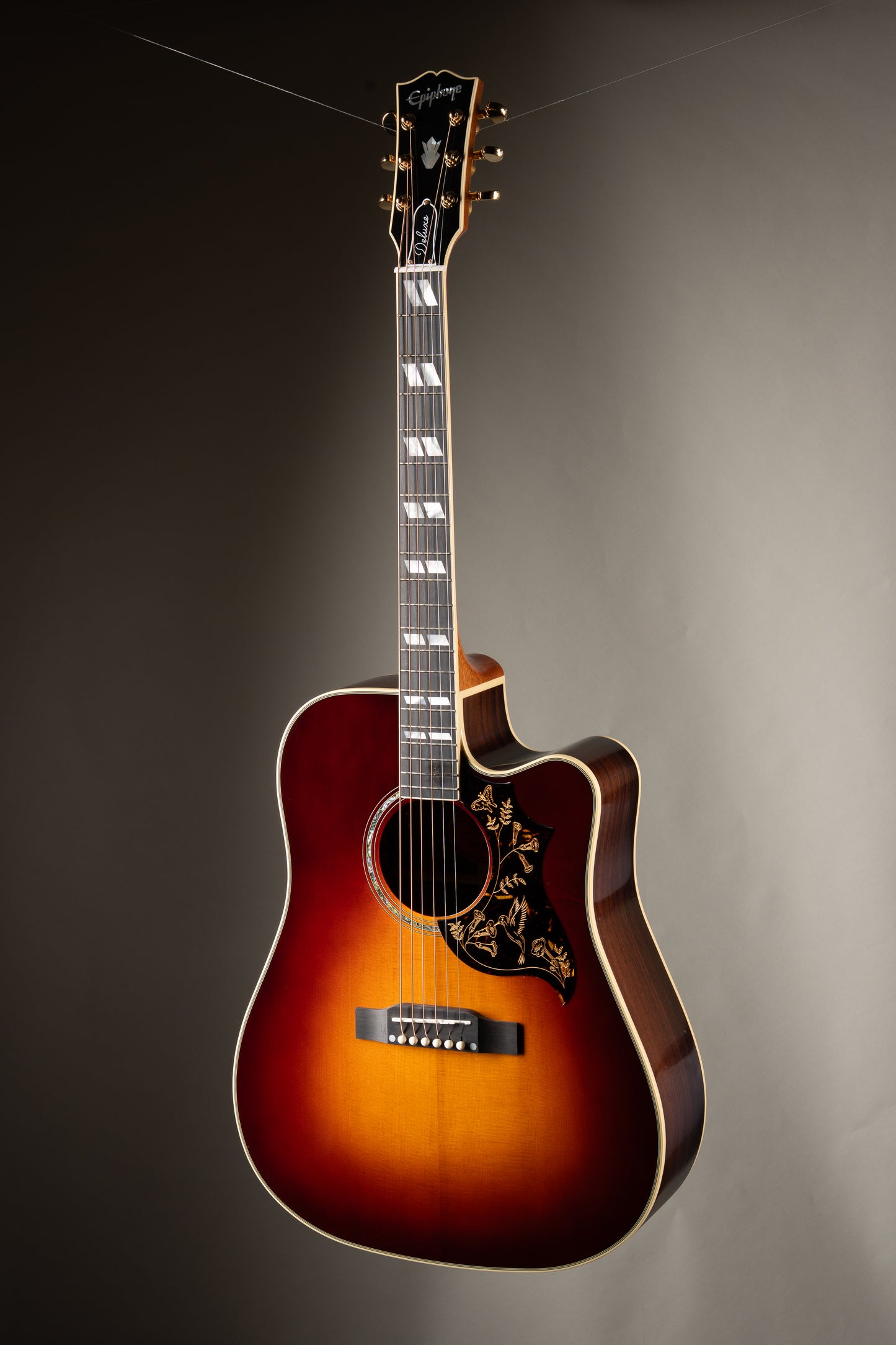 Epiphone "Inspired By Gibson Custom Shop" Hummingbird Deluxe EC Acoustic Electric Guitar - Autumn Burst w/ OHSC