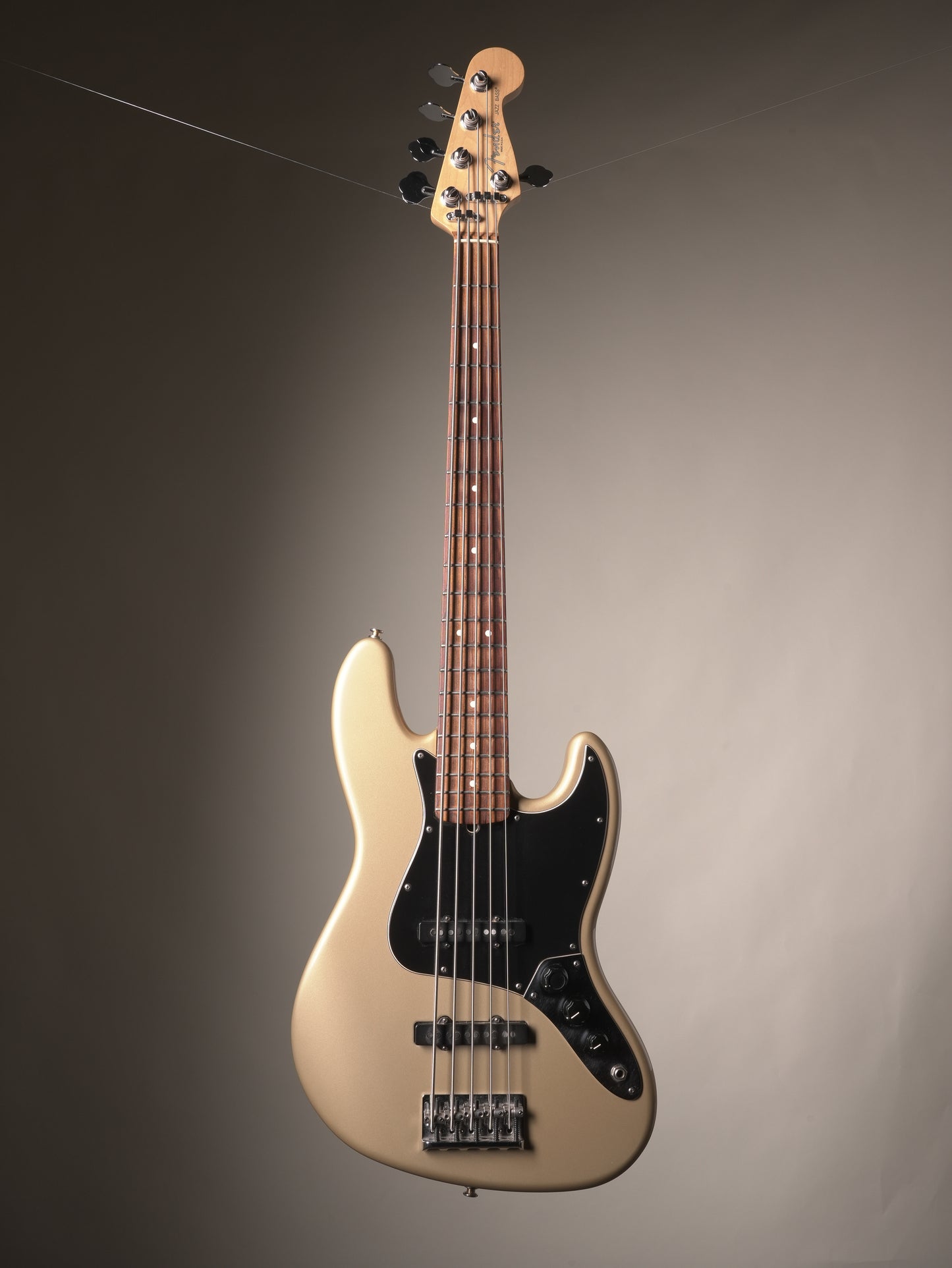 Fender (2006) American Standard Jazz Bass 5 String Electric Bass - Shoreline Gold, incl. OHSC