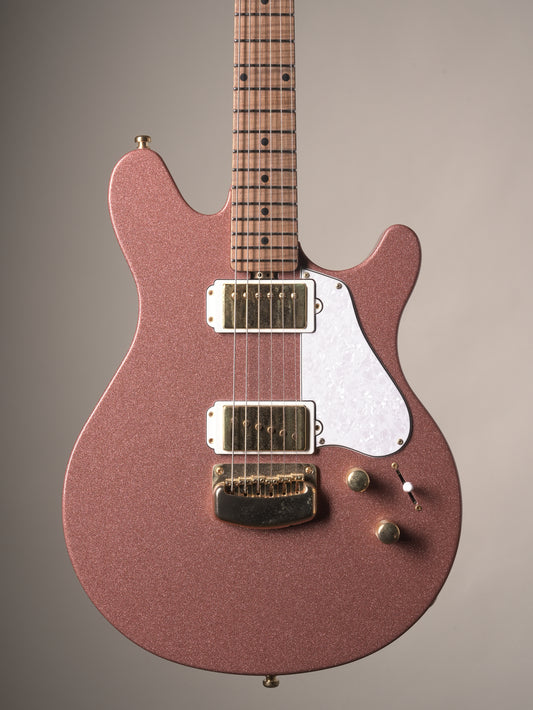 Ernie Ball Music Man Valentine Electric Guitar - Pink Champagne Sparkle w. original deluxe gig bag