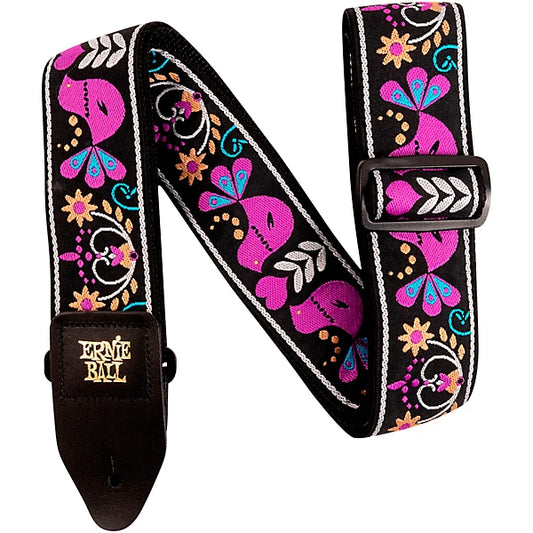 Ernie Ball Classic Jacquard Guitar Strap/Bass Strap - Purple Bird Lupin