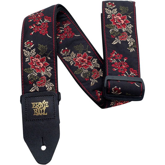 Ernie Ball Classic Jaquard Guitar Strap/Bass Strap - Red Rose