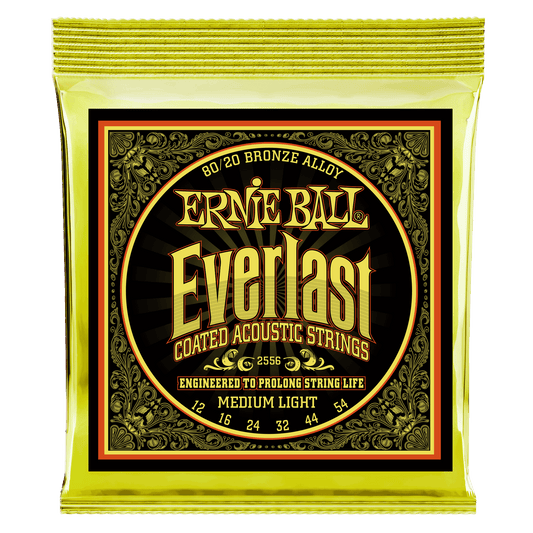 Ernie Ball Everlast Medium Light Acoustic Strings 80-20 Bronze Alloy Gauge 12-54