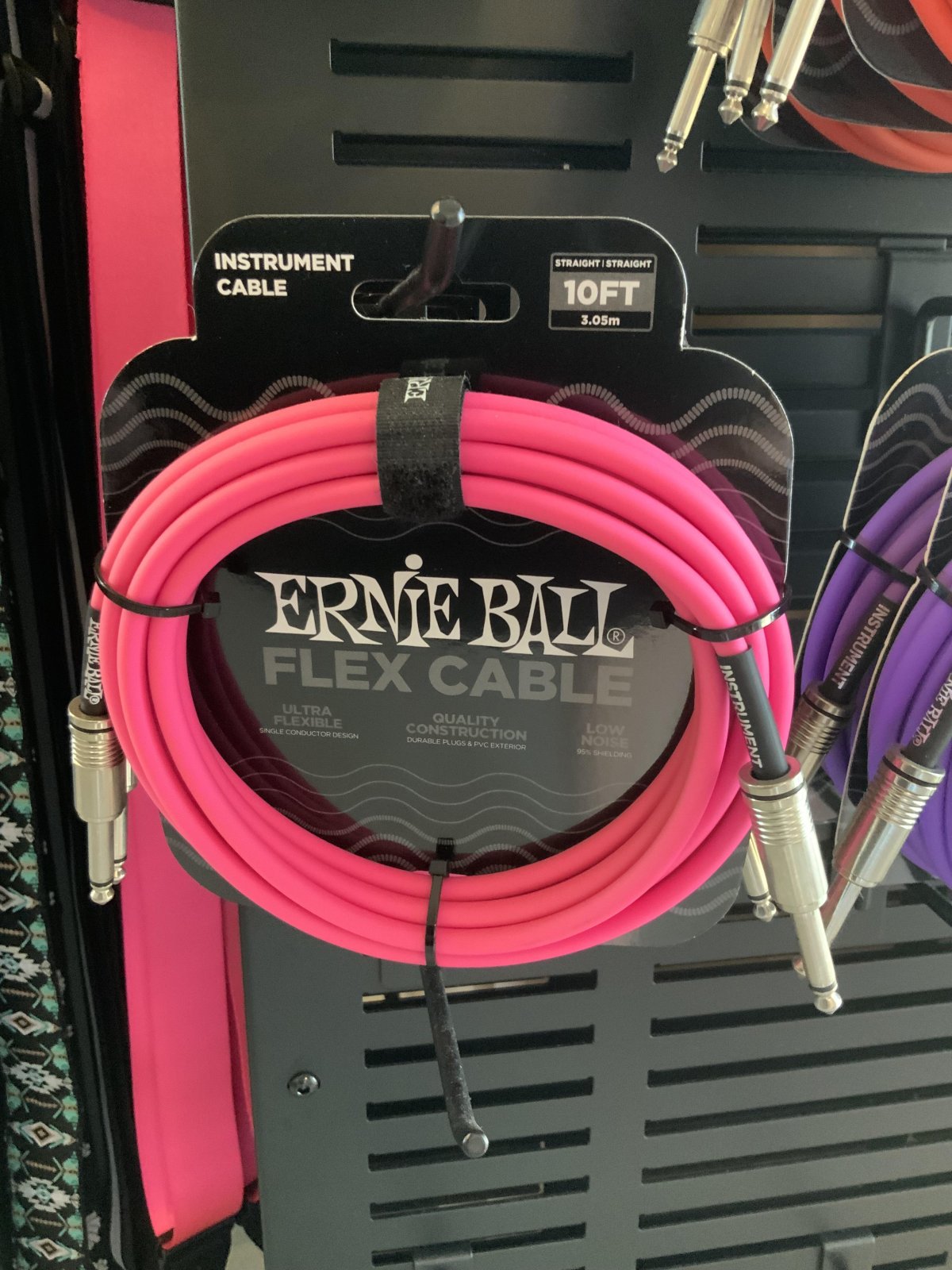 Ernie Ball Flex Instrument Cable Straight/Straight 10ft - Pink