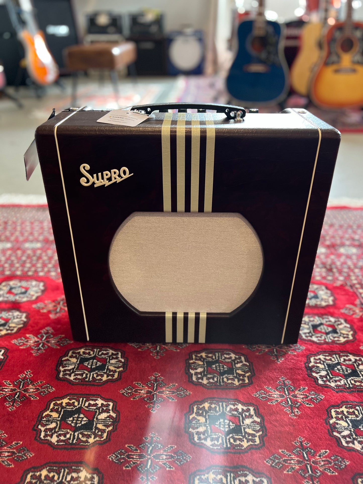 Supro Delta King 12 Burgundy with Cream Stripes