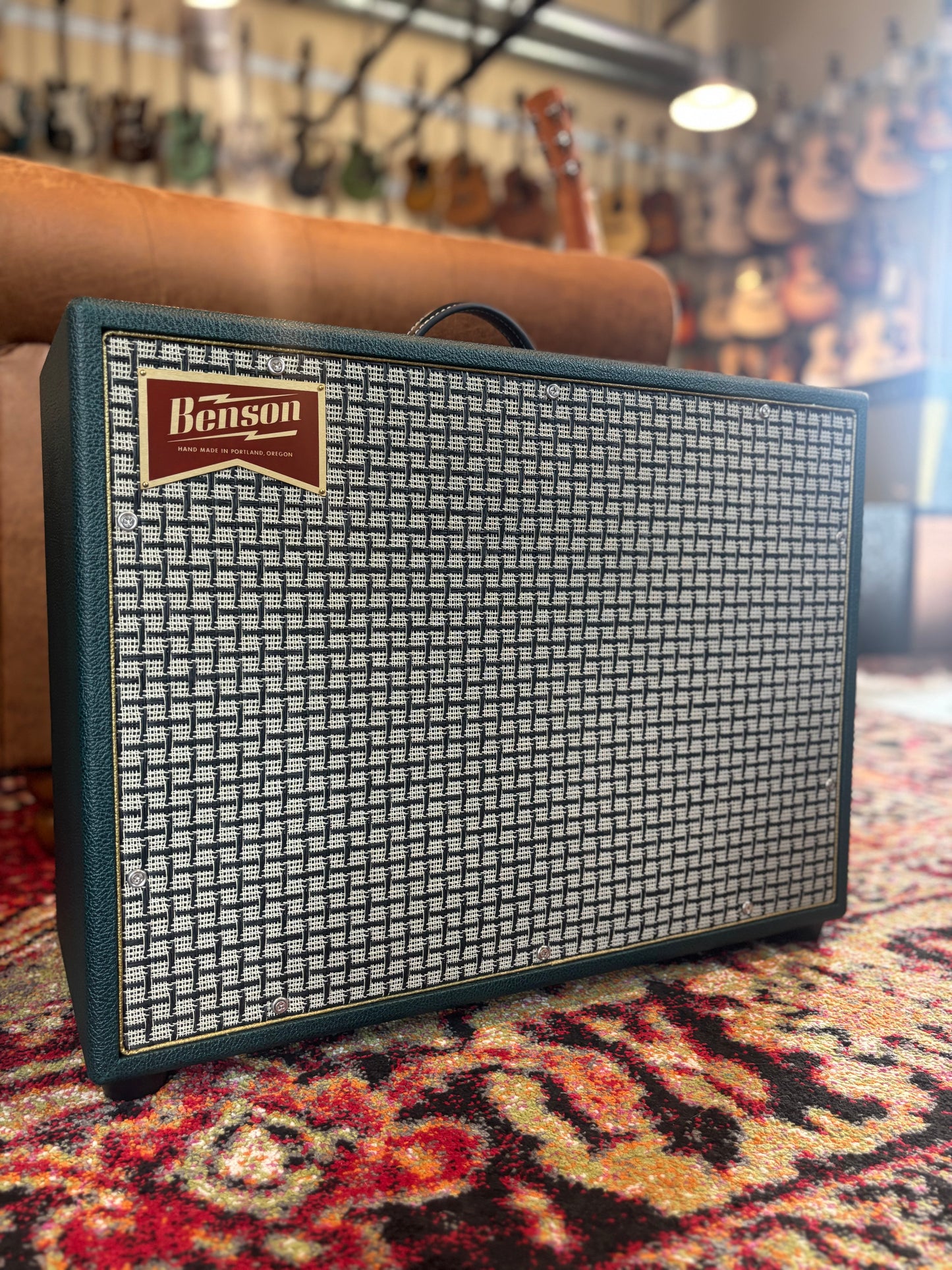 Benson Redland 15w-.5w 1x12" Combo Tube Guitar Amplifier - Green Tolex, Checkered Grille