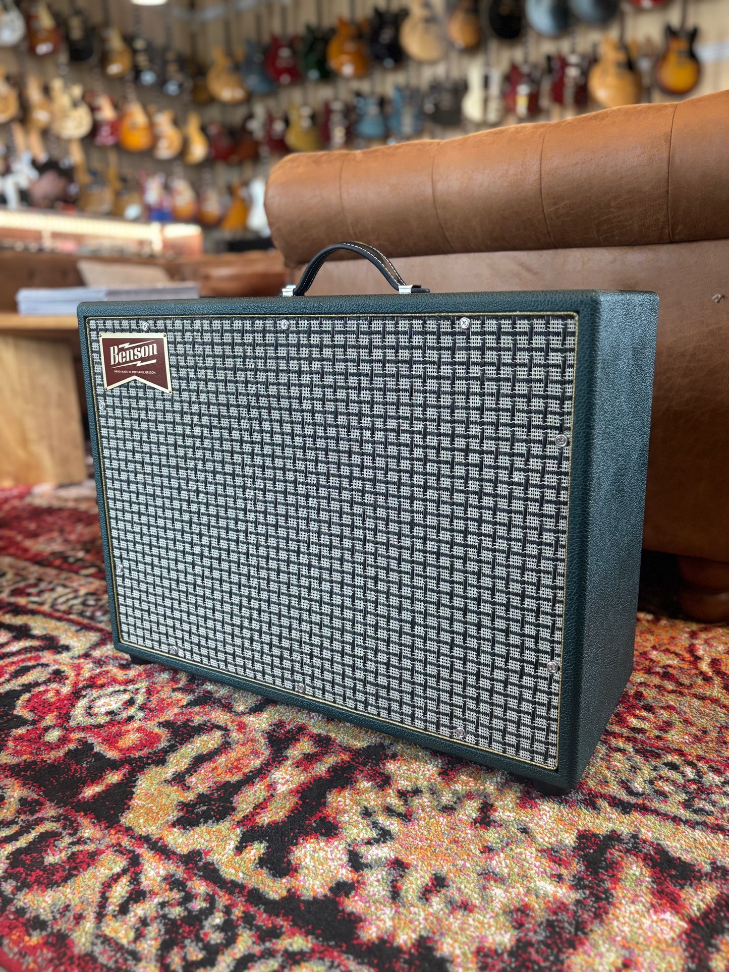 Benson Redland 15w-.5w 1x12" Combo Tube Guitar Amplifier - Green Tolex, Checkered Grille