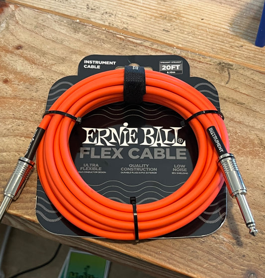 Ernie Ball Flex Instrument Cable Straight/Straight 20ft - Orange