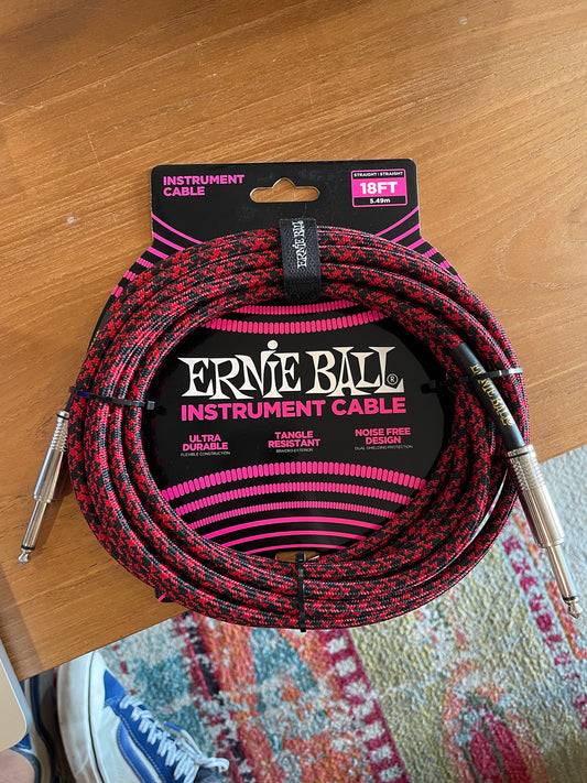 Ernie Ball Braided Instrument Cable Straight/Straight 18ft - Red/Black