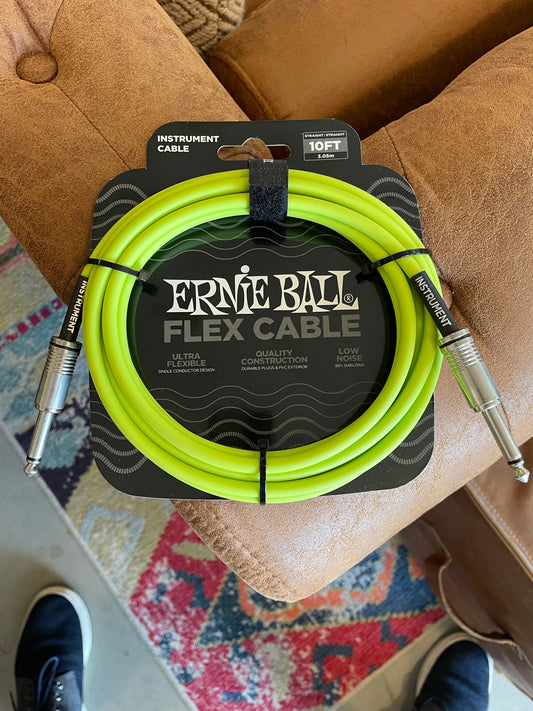 Ernie Ball Flex Instrument Cable Straight/Straight 10ft - Green