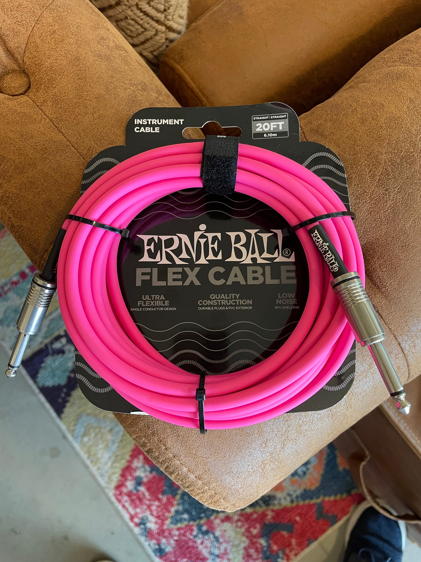 Ernie Ball Flex Instrument Cable Straight/Straight 20ft - Pink