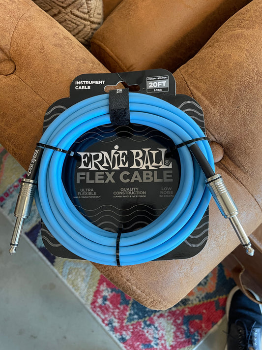 Ernie Ball Flex Instrument Cable Straight/Straight 20ft - Blue