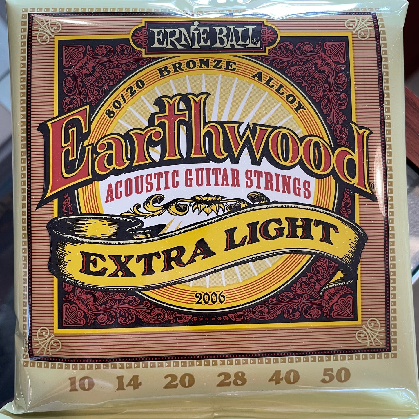 Ernie Ball Extra Light Earthwood 80/20 Bronze Acoustic Guitar Strings 10-50 Gauge