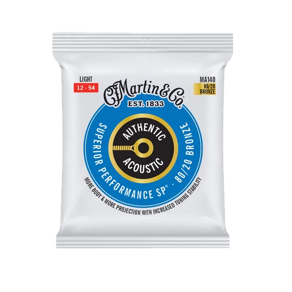 Martin MA140 .012-.054 Authentic Acoustic Superior Performance 80/20 Bronze Guitar Strings - Light