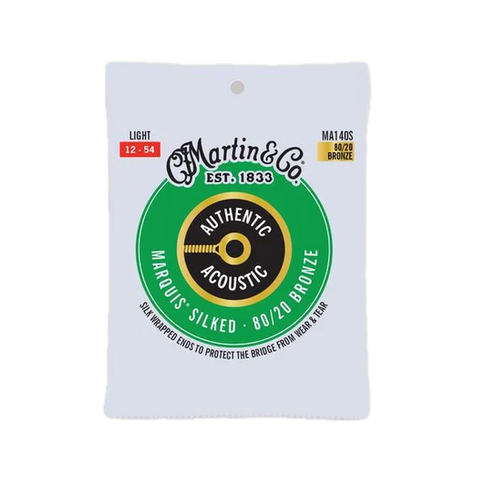 Martin MA140S .012-.054 Authentic Acoustic Marquis Silked 80/20 Bronze Guitar Strings - Light
