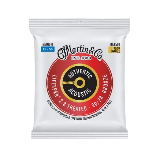Martin MA150T .013-.056 Authentic Acoustic Lifespan 2.0 Treated 80/20 Bronze Guitar Strings - Medium