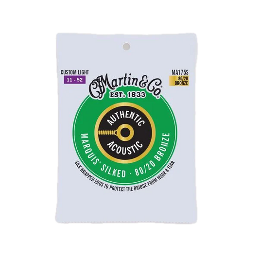 Martin MA175S .011-.052 Authentic Acoustic Marquis Silked 80/20 Bronze Guitar Strings - Custom Light