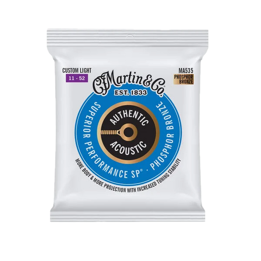 Martin MA535 .011-.052 Authentic Acoustic Superior Performance 92/8 Phosphor Bronze Guitar Strings - Custom Light