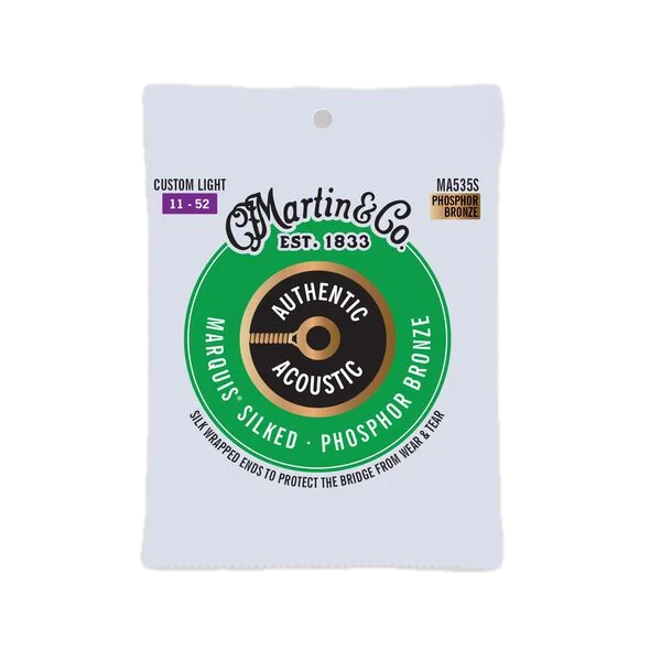 Martin MA535S .011-.052 Authentic Acoustic Marquis Silked 92/8 Phosphor Bronze Guitar Strings - Custom Light