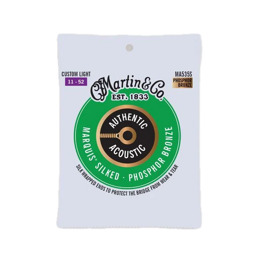 Martin MA535S .011-.052 Authentic Acoustic Marquis Silked 92/8 Phosphor Bronze Guitar Strings - Custom Light