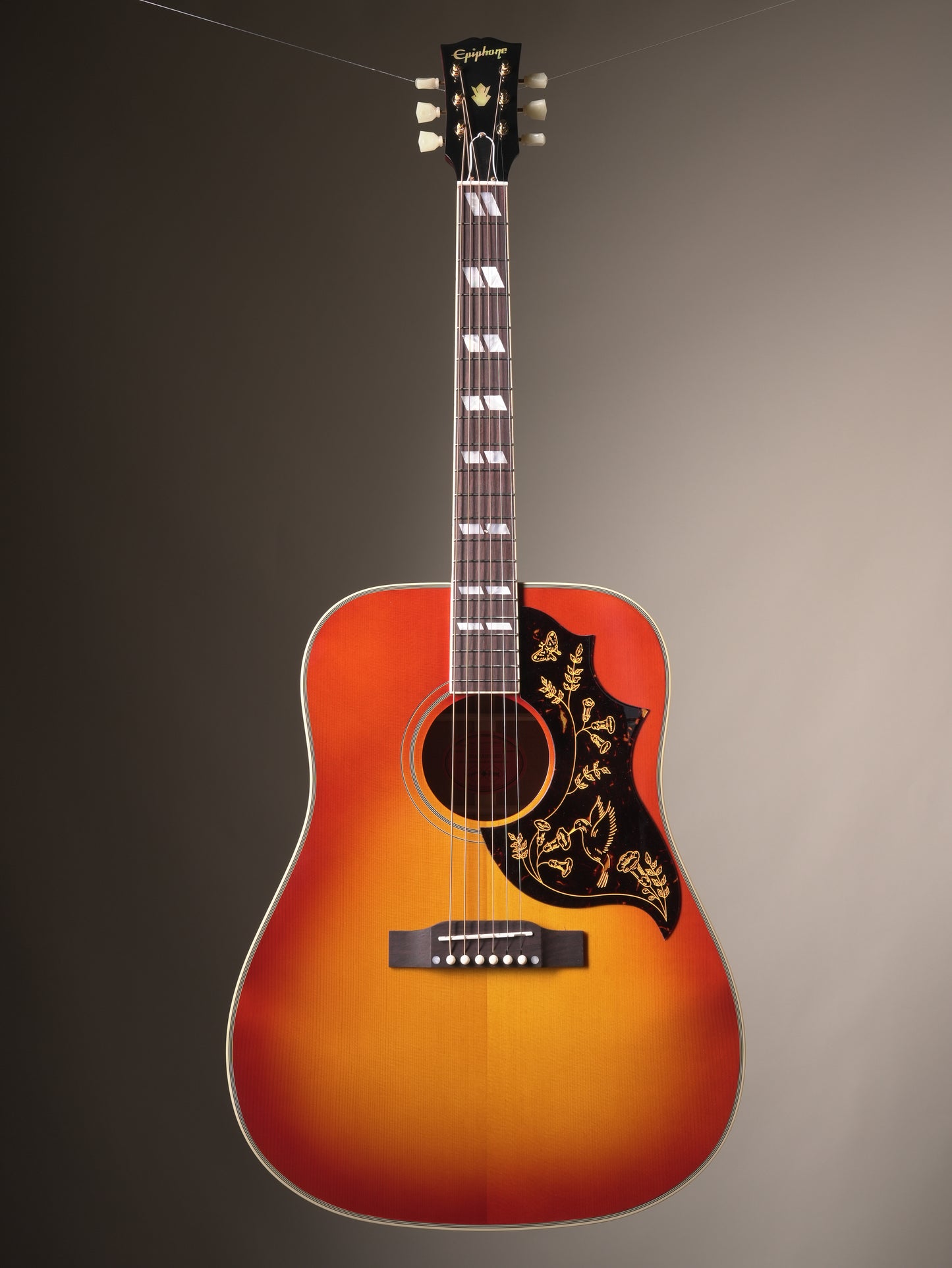 Epiphone "Inspired by Gibson Custom" 1960 Hummingbird Reissue Acoustic-Electric guitar - Cherry Sunburst w/OHSC