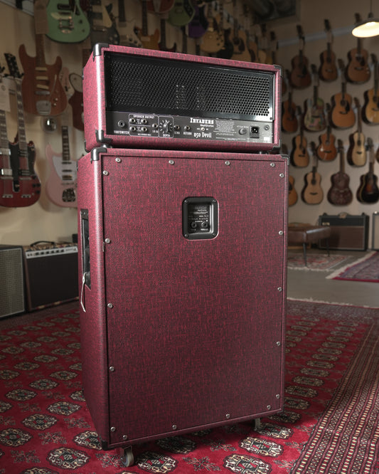 Invaders Amplification 850 Devil Dual Masters 50w Tube Guitar Amp Head w/ Series 9 2x12” Guitar Amp Cabinet - Redwine