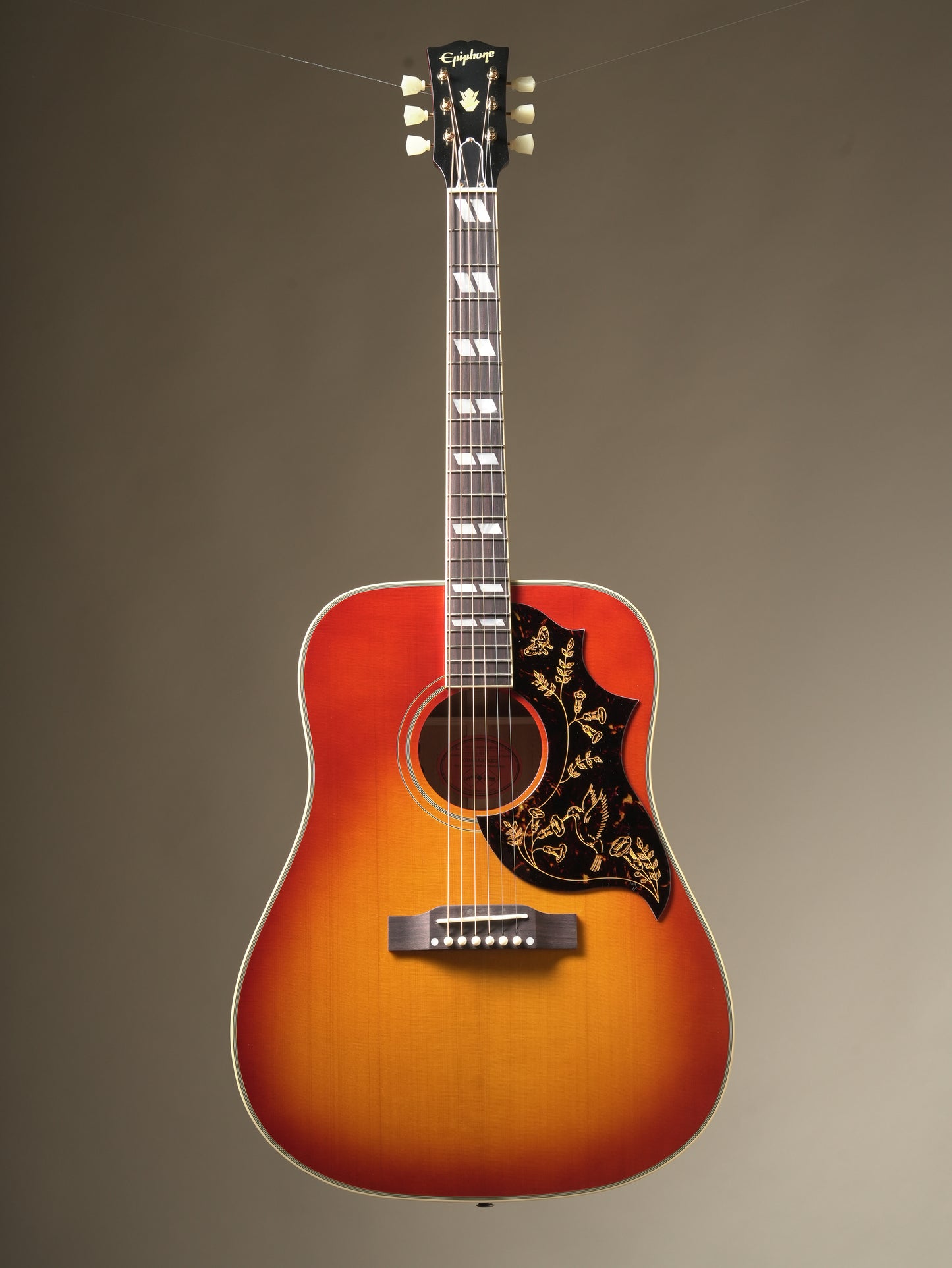 Epiphone "Inspired by Gibson Custom" 1960 Hummingbird Reissue acoustic electric guitar - Cherry Sunburst incl. OHSC