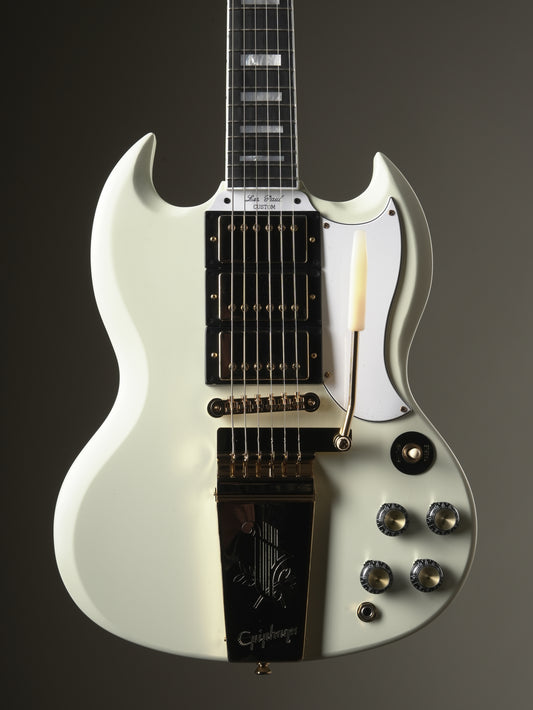 Epiphone "Inspired by Gibson Custom shop" 1963 Les Paul SG Custom w/ Maestro Vibrola - Arctic White incl. OHSC