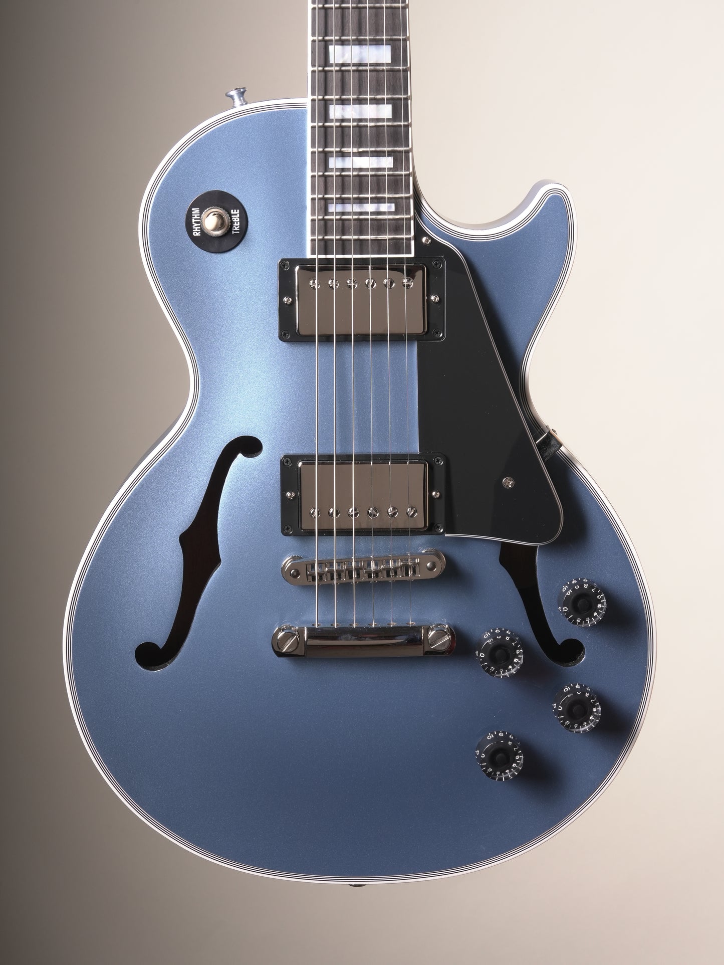 Gibson Custom Shop Les Paul Custom Chambered F Holes - Pelham Blue Gloss incl. OHSC