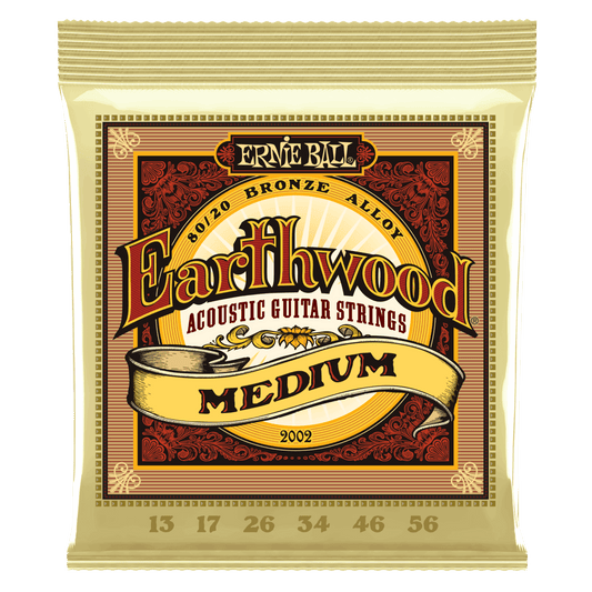 Ernie Ball Medium Earthwood 80/20 Bronze Acoustic Guitar Strings 13-56 Gauge - 2002
