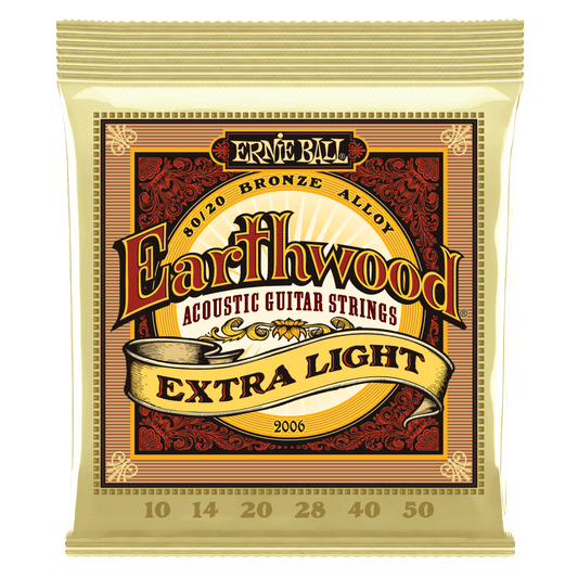 Ernie Ball Extra Light Earthwood 80/20 Bronze Acoustic Guitar Strings 10-50 Gauge - 2006