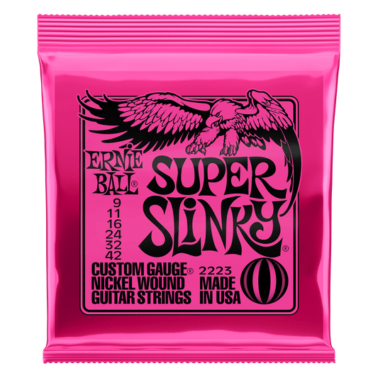 Ernie Ball Super Slinky Nickel Wound Electric Guitar Strings 9-42 Gauge - 2223