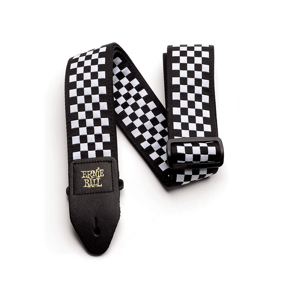Ernie Ball Classic Jaquard guitar/bass Strap Black and White Checkers