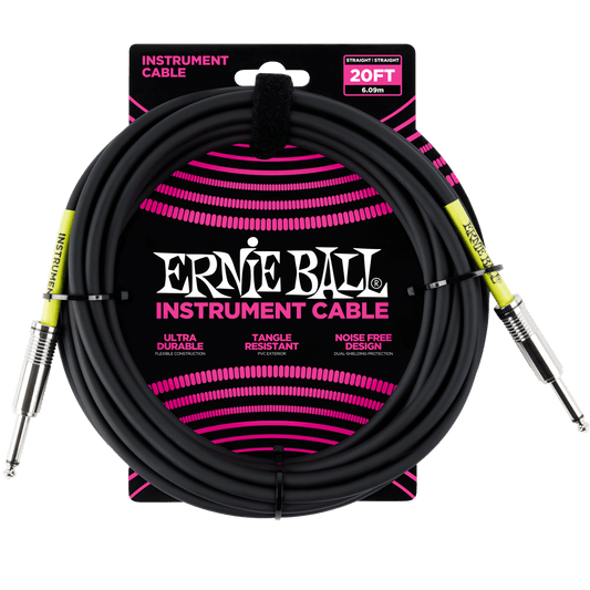 Ernie Ball Classic Instrument Cable Straight/Straight 20 feet - Black