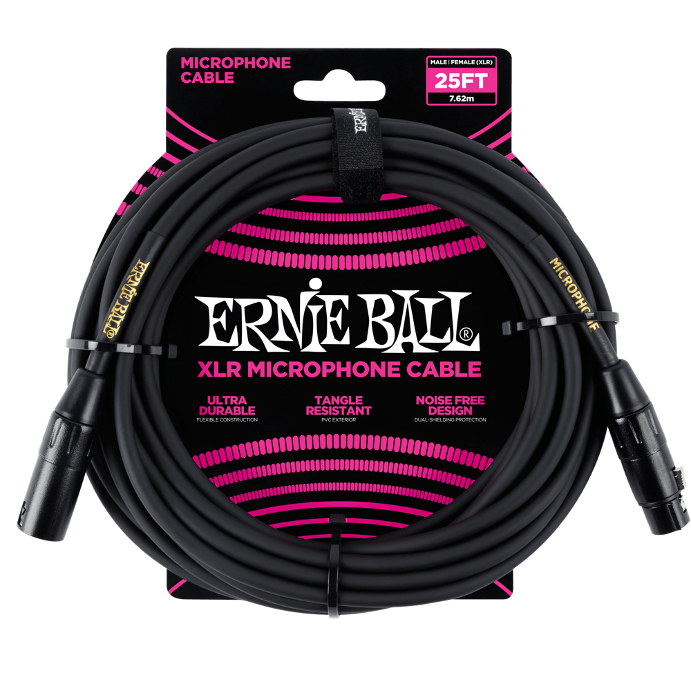 Ernie Ball Classic XLR Microphone Cable Male/Female 25ft - Black