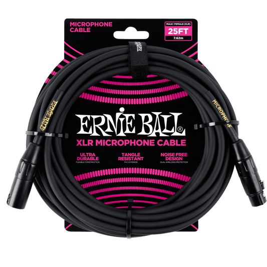 Ernie Ball Classic XLR Microphone Cable Male/Female 25ft - Black