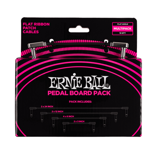 Ernie Ball Flat Ribbon Patch Cables Pedalboard Multi-pack (Black)