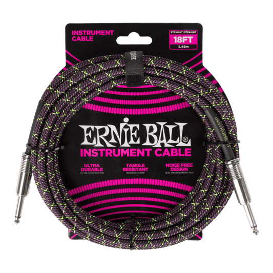 Ernie Ball Braided Instrument Cable Straight/Straight 18 Feet - Purple Python