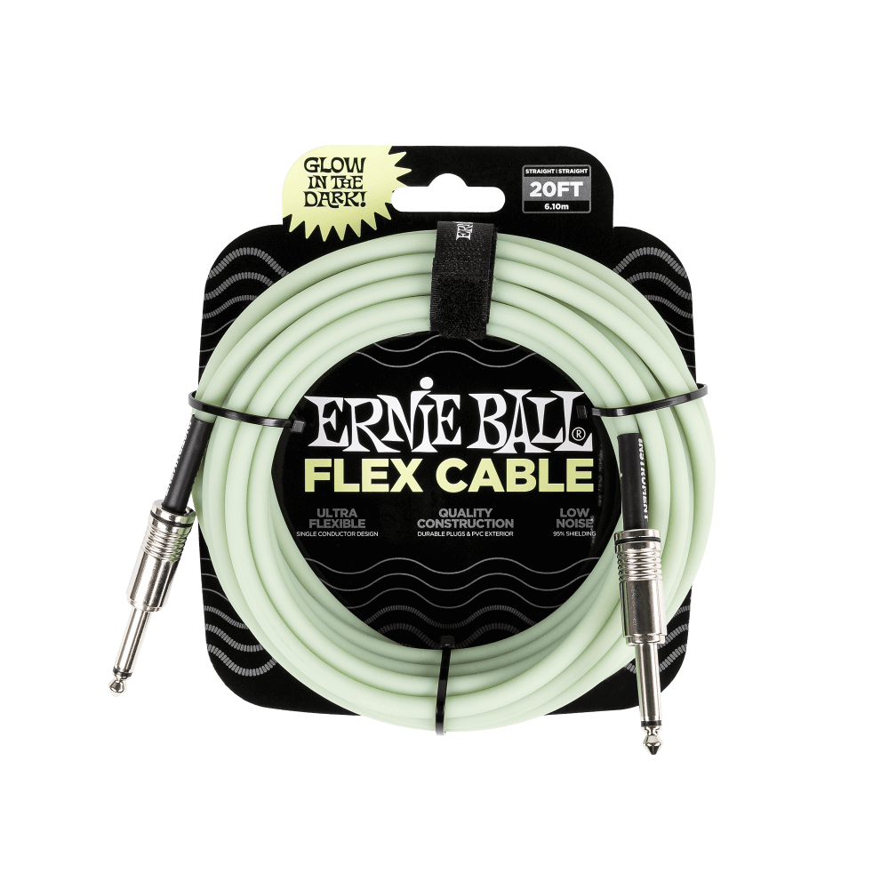 Ernie Ball Flex Instrument Cable Straight/Straight 20ft - Glow in Dark