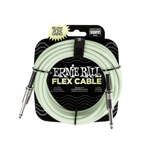 Ernie Ball Flex Instrument Cable Straight/Straight 20ft - Glow in Dark