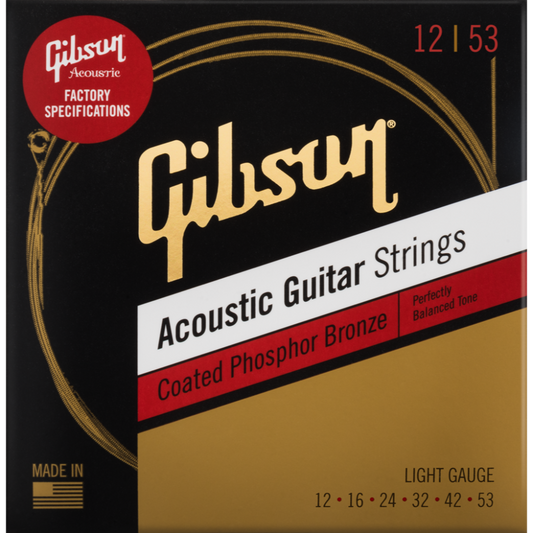 Gibson Coated Phosphor Bronze Acoustic Guitar Strings Light Gauge (12-53)
