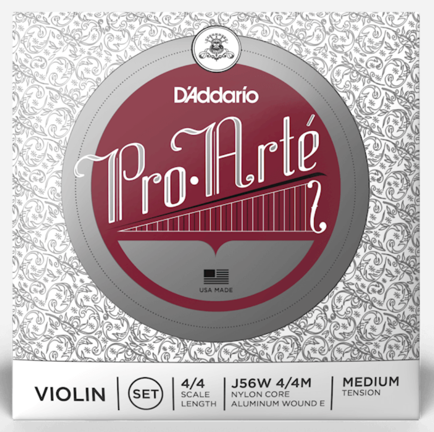 D'addario Pro-Arte Violin String Set With Wound E, 4/4 Scale, Medium Tension