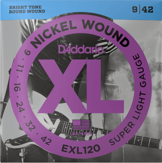 D'addario Nickel Wound 09-42 Super Light Electric Guitar Strings EXL120