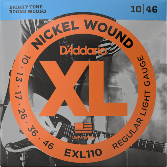 D'addario Nickel Wound 10-46 Regular Light Electric Guitar Strings EXL110