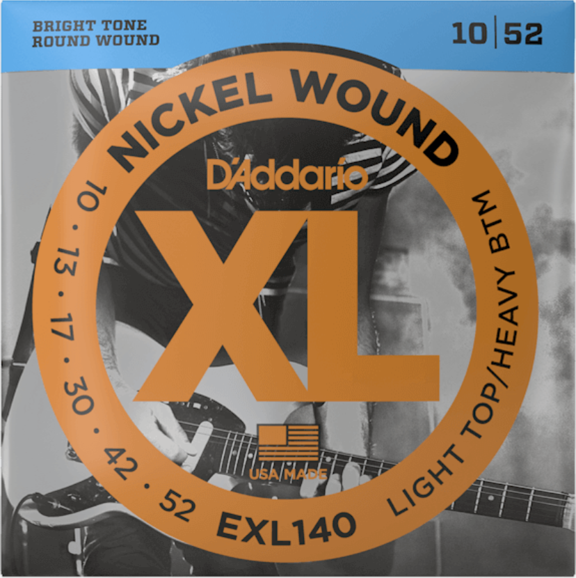 D'addario Nickel Wound 10-52 Light Top/Heavy Bottom Electric Guitar Strings EXL140