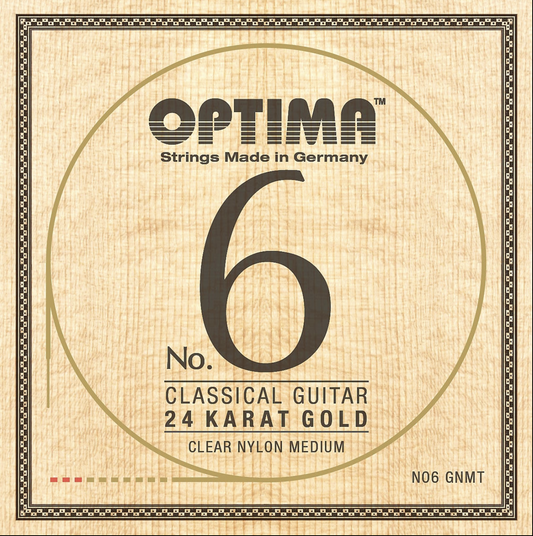 Optima No.6 Classical Guitar 24K GOLD Clear Nylon Medium Strings GNMT