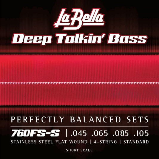 La Bella Deep Talkin' Bass Stainless Steel Flat Wound Electric Bass Strings 45-105 Gauge - Short Scale - 760FS-S