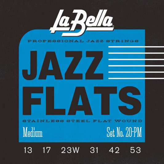 La Bella 20-PM Medium Stainless Steel Jazz Flats Electric Guitar Strings - .013-.053