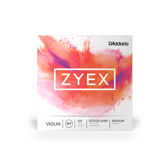 D'Addario Zyex Violin String Set with Aluminum D, 4/4 Scale, Medium Tension